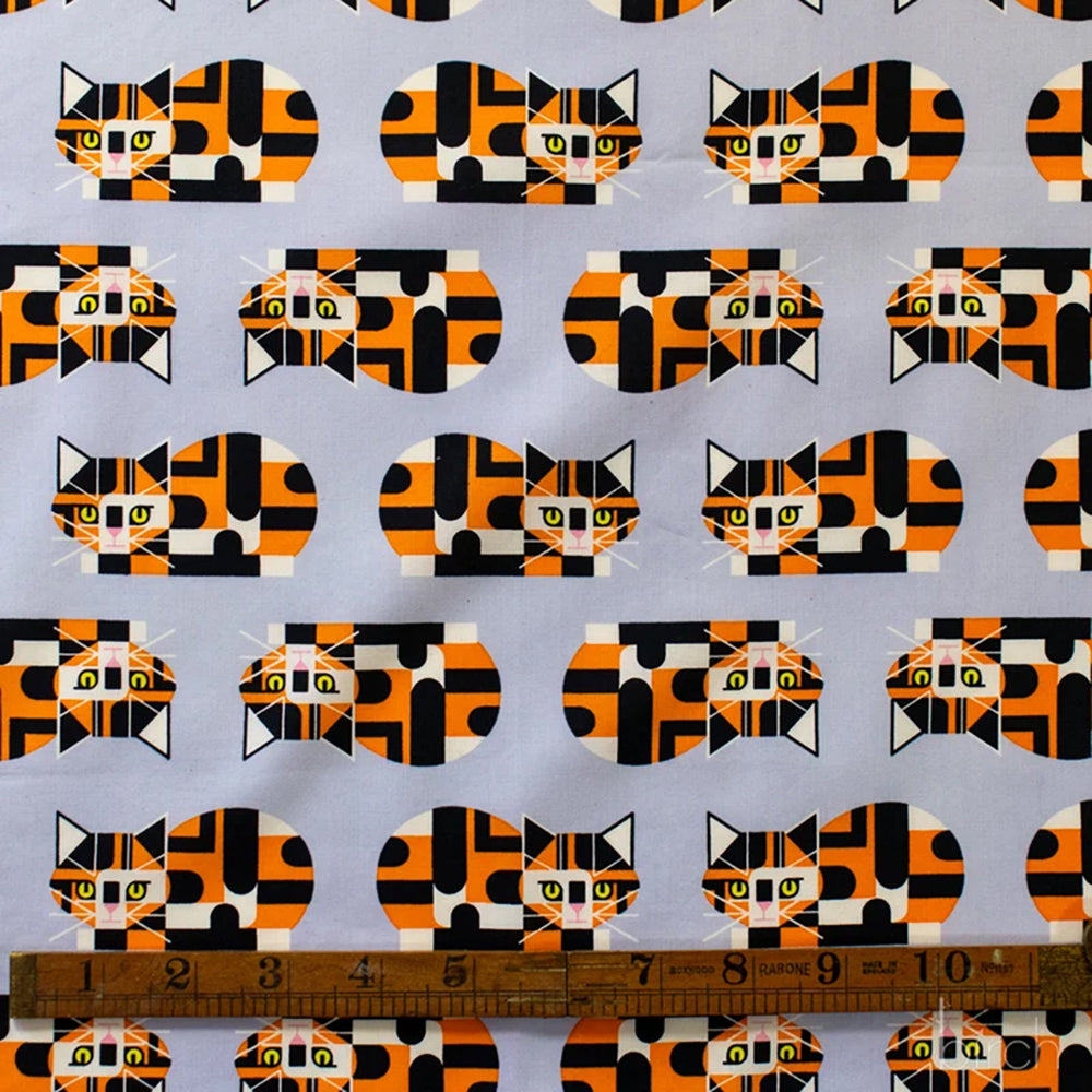 Shaker Lakes Calico Cat Lavendar by Charley Harper for Birch Fabrics CH383
