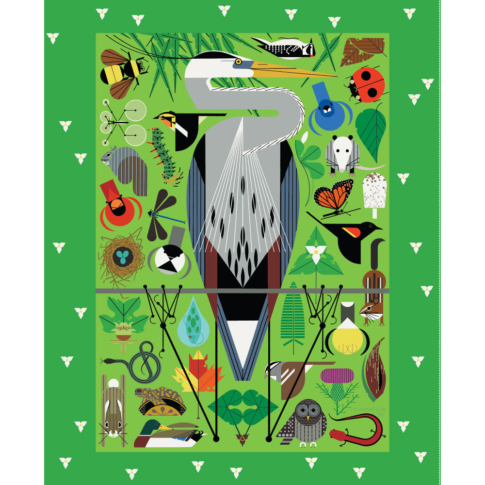 Shaker Lakes Lakes Poster Panel by Charley Harper for Birch Fabrics CH479