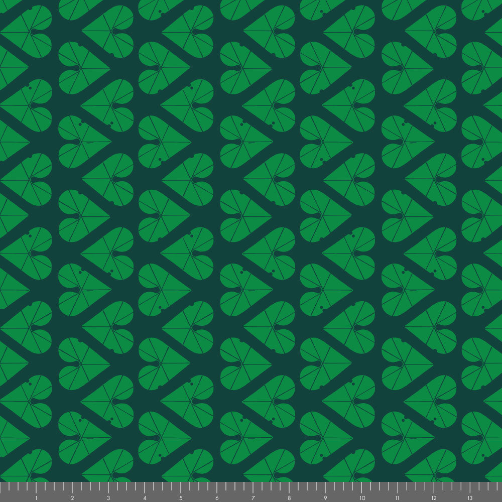 Shaker Lakes Heart Leaves Green by Charley Harper for Birch Fabrics CH482