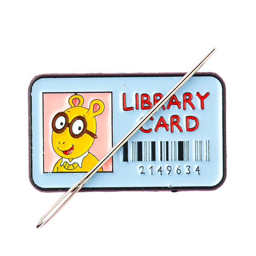 Blue Library Card Cartoon Needle Minder