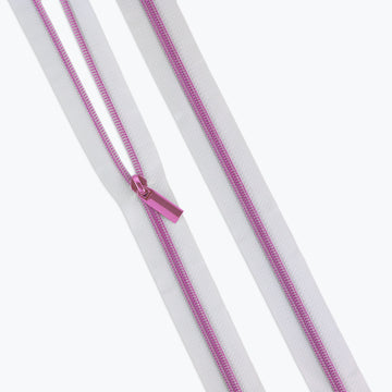 Sallie Tomato Tula Pink White Zipper Tape with Pink Coil & Zippers
