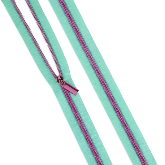 Sallie Tomato Tula Pink Raindrop Zipper Tape with Pink Coil & Zippers