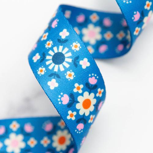 1.5" Florametry Webbing in Bright Blue by Kimberly Kight