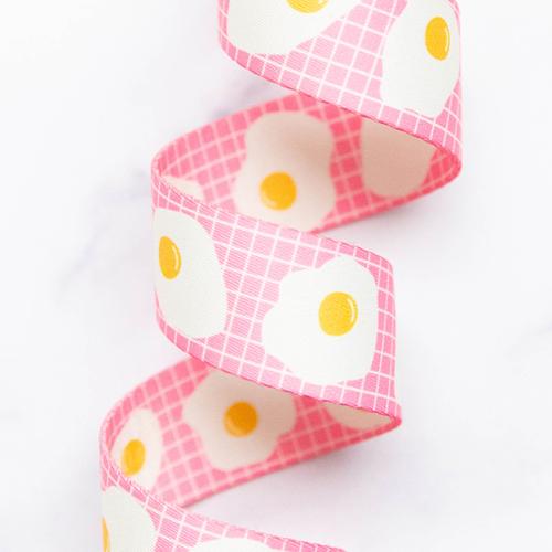 1.5" Fried Eggs Webbing in Pink by Kimberly Kight