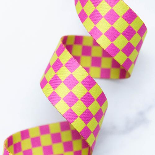 1.5" Checker Webbing in Citron by Alexia Abegg for Stitch Supply