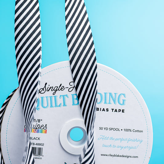 Single Fold Bias Binding by Riley Blake Black Stripes