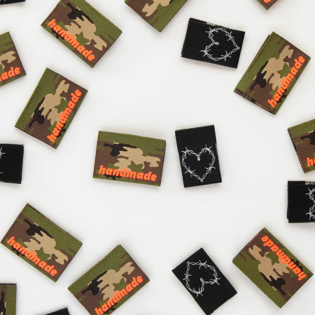 Camo and Barbed Wire Multipack Woven Labels by Sarah Hearts