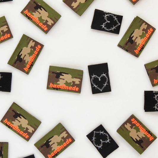 Camo and Barbed Wire Multipack Woven Labels by Sarah Hearts