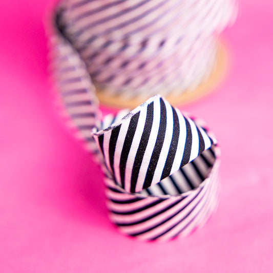 Bias Binding Black and White Striped