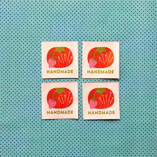 Tomato Pin Cushion Handmade Large Woven Labels by Sarah Hearts