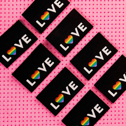 Love Pride Heart Woven Labels by Sarah Hearts