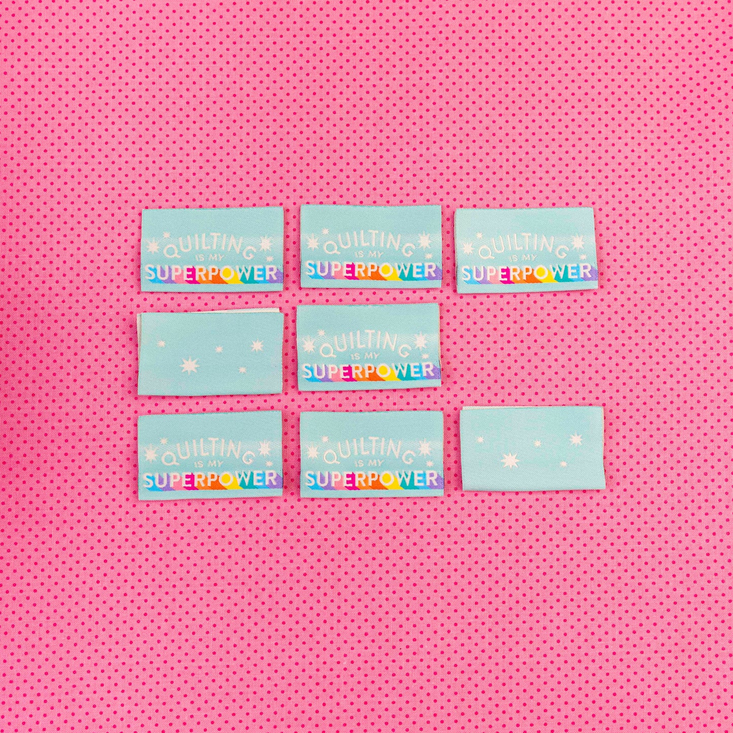 Quilting is My Superpower Tied with a Ribbon Woven Labels by Sarah Hearts
