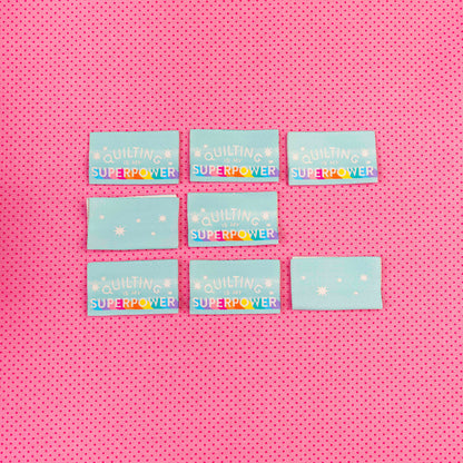 Quilting is My Superpower Tied with a Ribbon Woven Labels by Sarah Hearts
