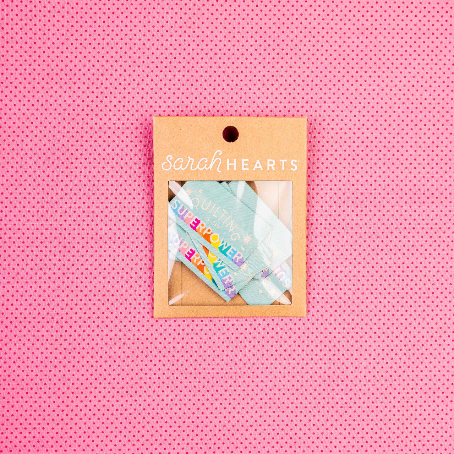 Quilting is My Superpower Tied with a Ribbon Woven Labels by Sarah Hearts