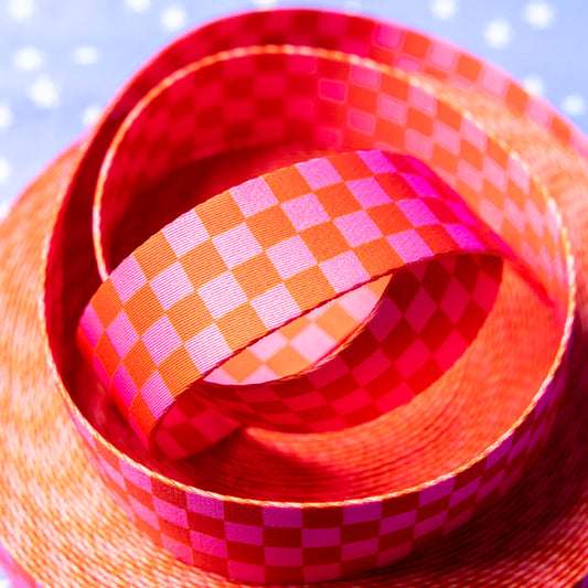 1.5" Checker Strawberry Webbing by Alexia Abegg for Stitch Supply