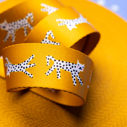 1.5" Snow Leopards Webbing by Rashida Coleman Hale for Stitch Supply