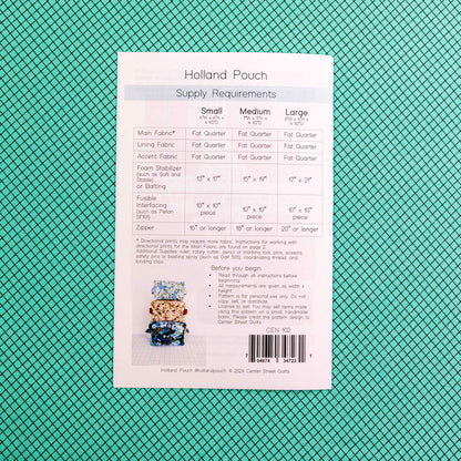 Holland Pouch Paper Pattern by Center Street Quilts