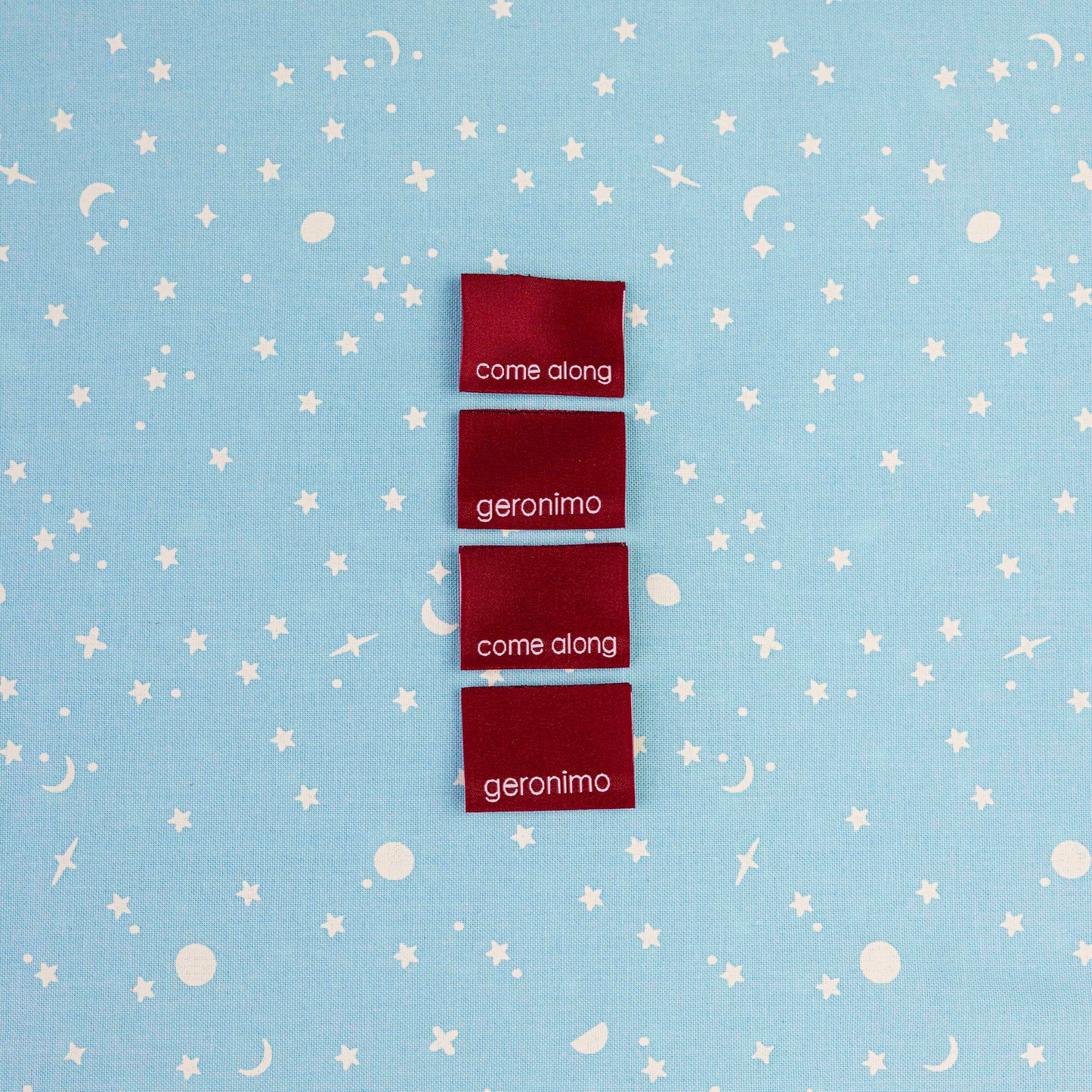 Geronimo, Come Along - Woven Luxe Sew In Label by Intensely Distracted