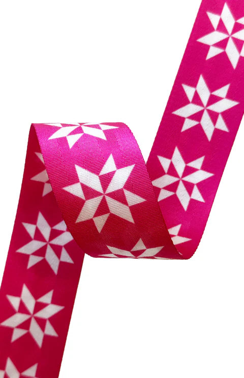 Pink Sawtooth Stars 2” Webbing by Sassafras Lane