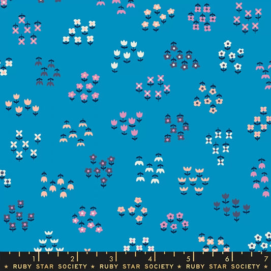 CHRISTMAS SALE: Tarrytown Bright Blue Little Flowers RS3021 12 by Kimberly Kight for Ruby Star Society