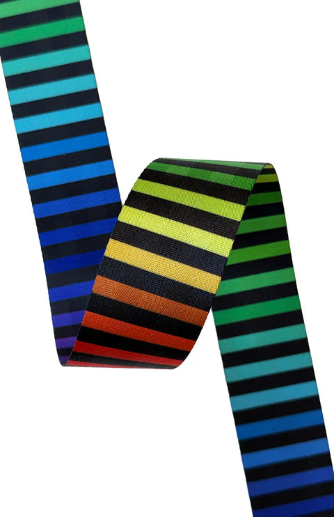Black and Rainbow Stripe 2” Webbing by Sassafras Lane