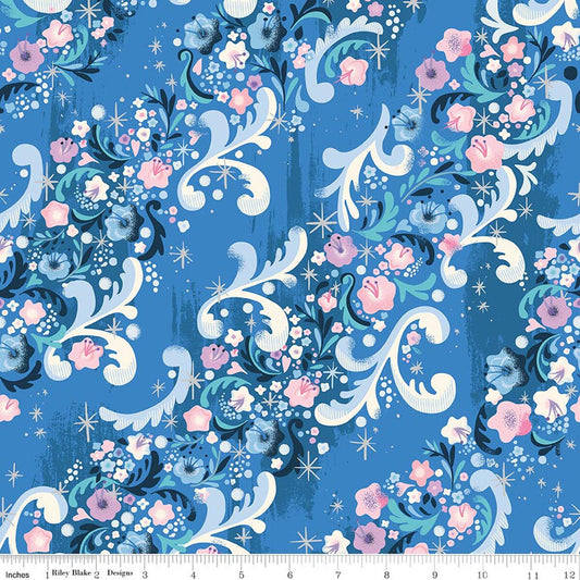 PREORDER: Wishes Cindy's Flowers Blueberry Sparkle by Jill Howarth for Riley Blake Designs