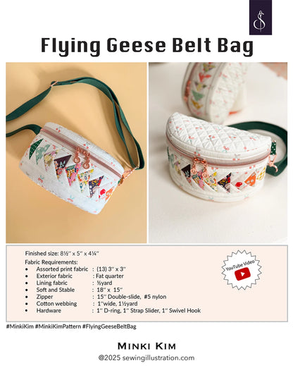 Flying Geese Belt Bag Paper Pattern by Minki Kim