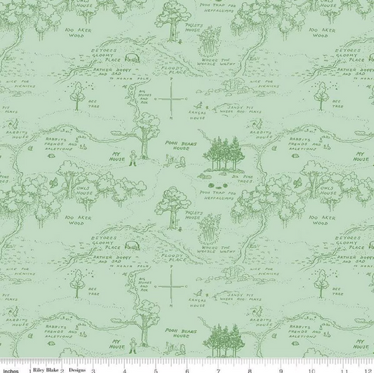 Winnie the Pooh Map Green - by Echo Park Paper Co. for Riley Blake