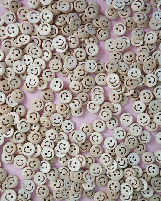 Smiley Face 1/2" Wood Buttons - Matchy Matchy