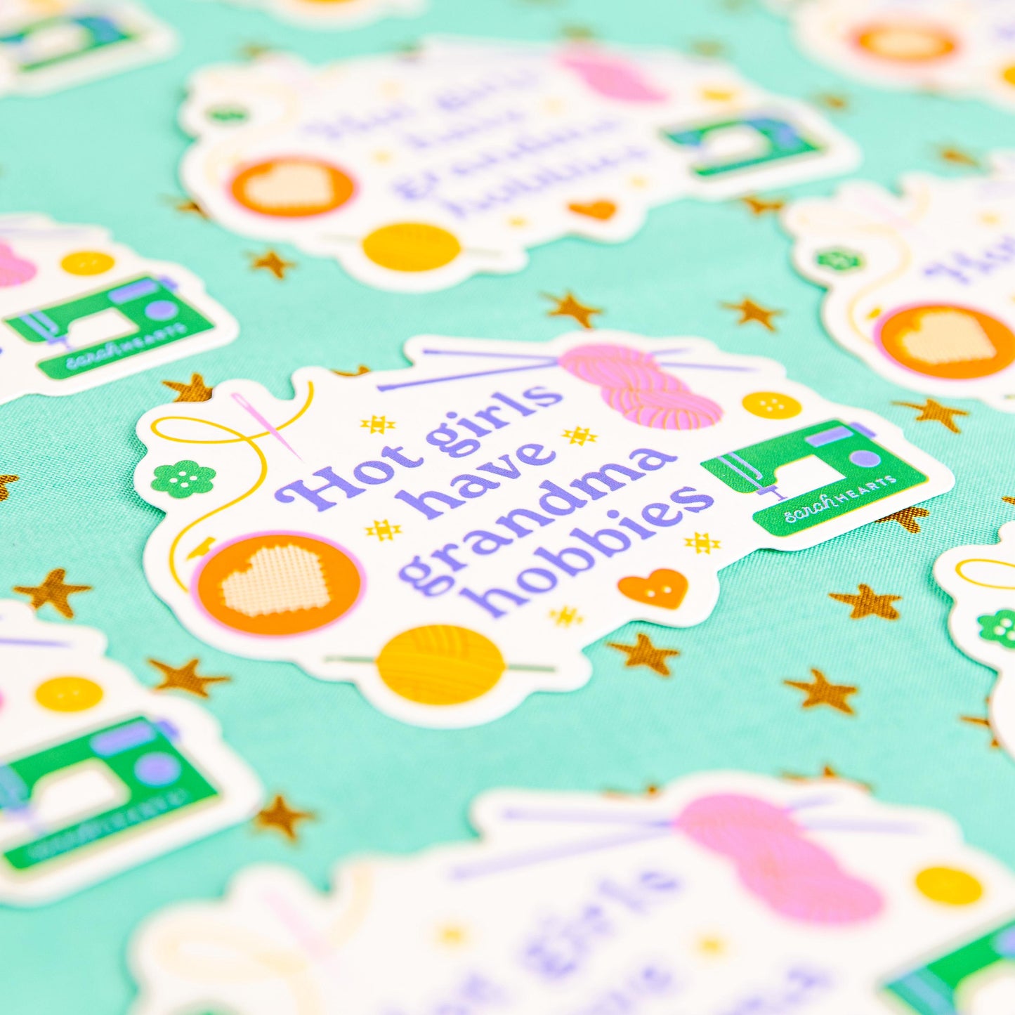 Hot Girls Have Grandma Hobbies Sticker - Sarah Hearts