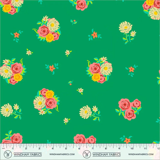 Boat Race Denyse Floral by Heather Ross for Windham Fabrics 55606D-12 Green
