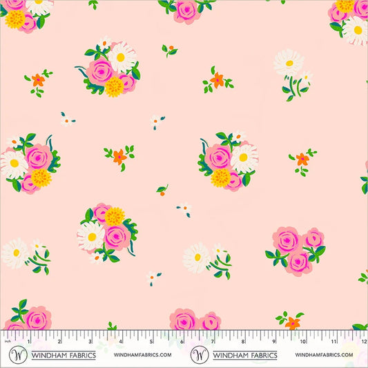 Boat Race Denyse Floral by Heather Ross for Windham Fabrics 55606D-13 Blush