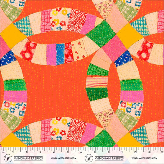 Boat Race Double Wedding Rings by Heather Ross for Windham Fabrics 55601D-4 Red
