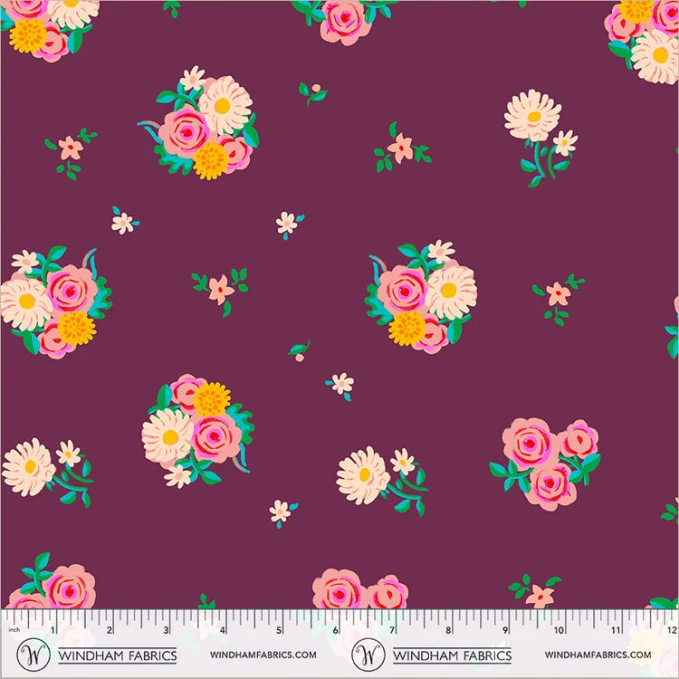 Boat Race Denyse Floral by Heather Ross for Windham Fabrics 55606D-14 Plum