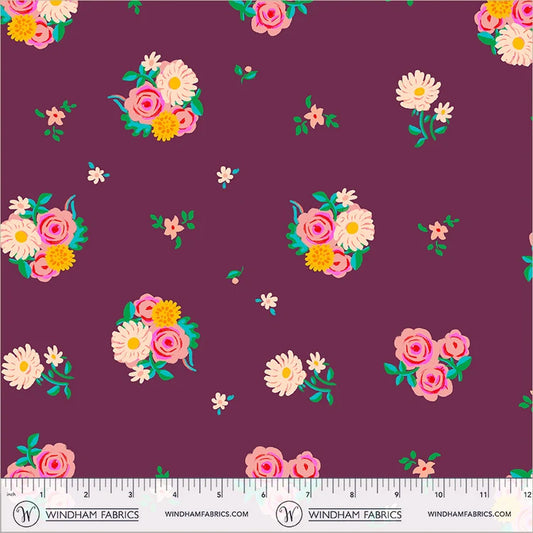 Boat Race Denyse Floral by Heather Ross for Windham Fabrics 55606D-14 Plum