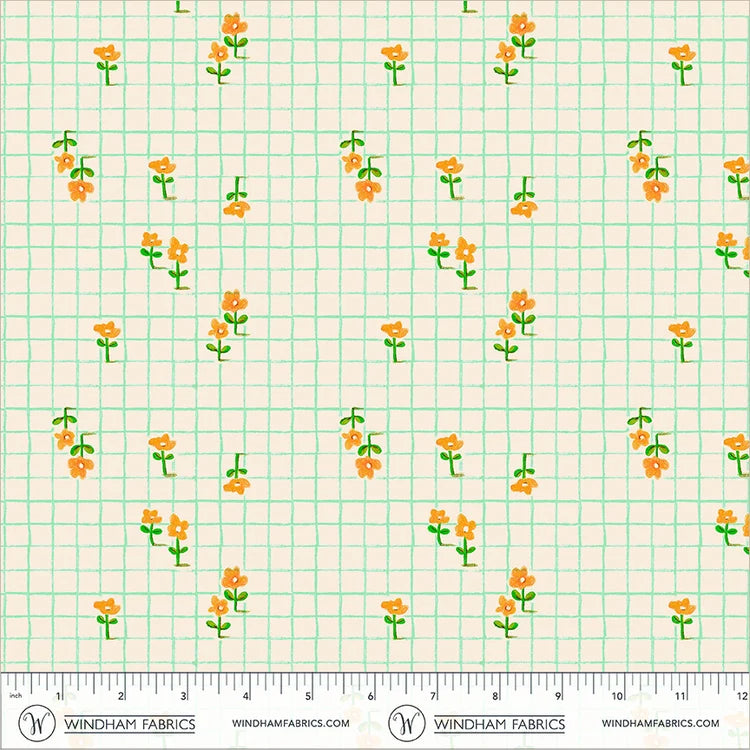 Boat Race Trellis by Heather Ross for Windham Fabrics 55609D-10 Aqua