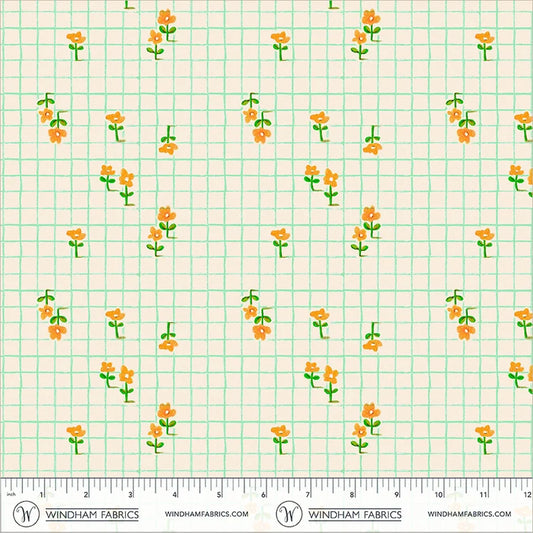 Boat Race Trellis by Heather Ross for Windham Fabrics 55609D-10 Aqua