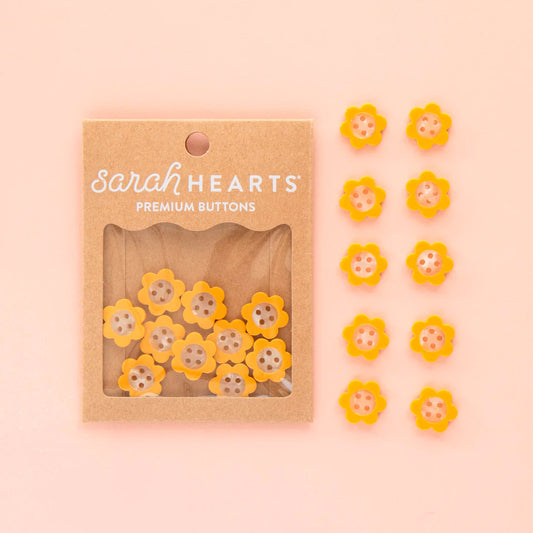 Sarah Hearts Yellow Daisy Small 5/8"