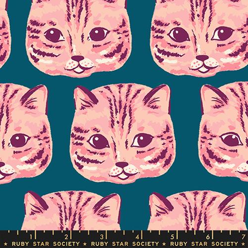 CANVAS: Oops All Cats Warm Teal by Sarah Watts for Ruby Star Society RS2153 17L
