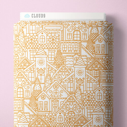 Jolly Tidings - Gingerbread Village Gold by Whim and Joy for Cloud9 Fabrics