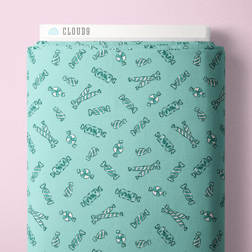 Jolly Tidings - Peppermint Candy Turquoise by Whim and Joy for Cloud9 Fabrics