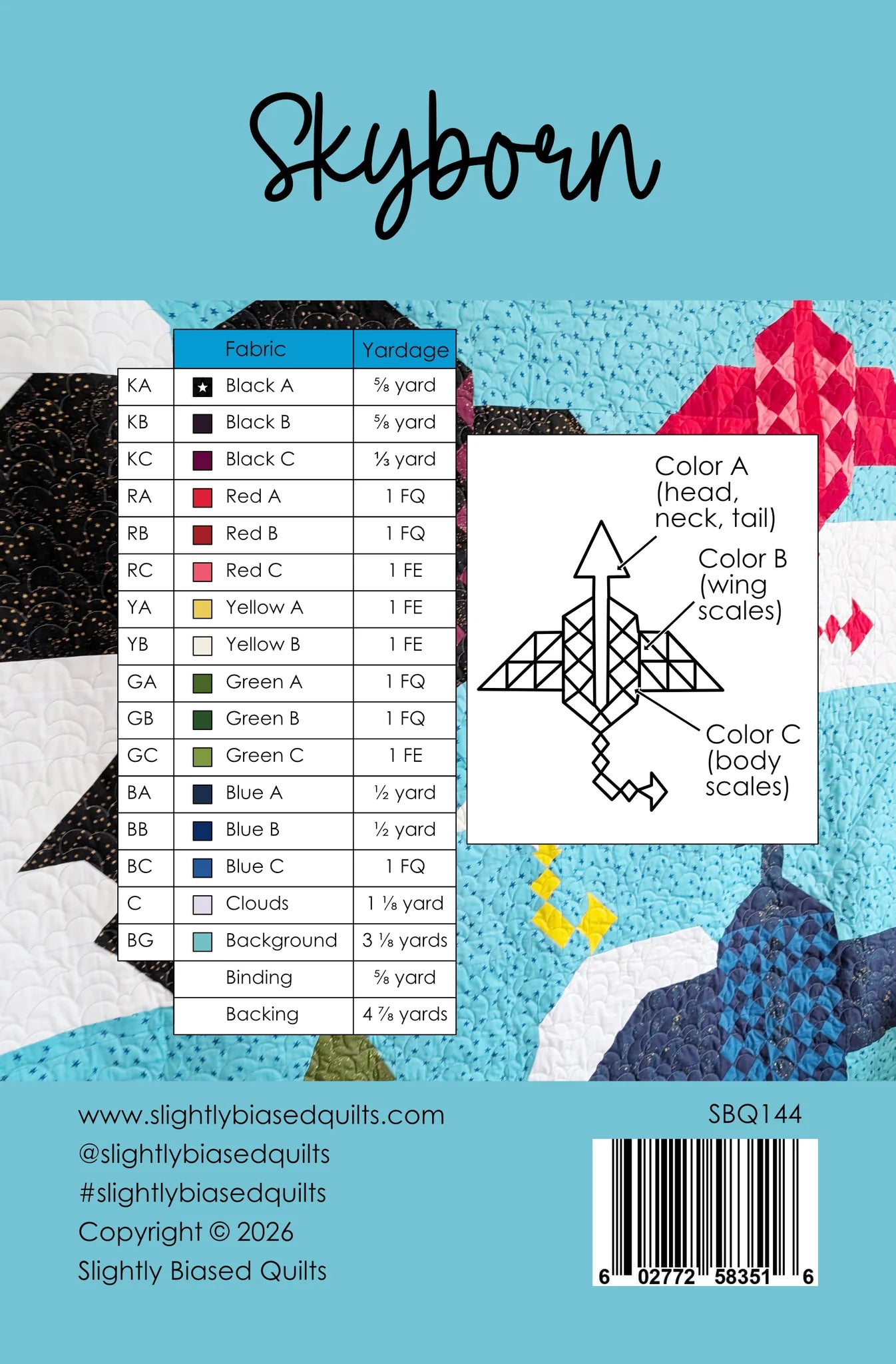 Skyborn Paper Pattern by Slightly Biased Quilts