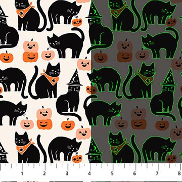 Sweet Treats Cats Glow in the Dark Fabric by FIGO