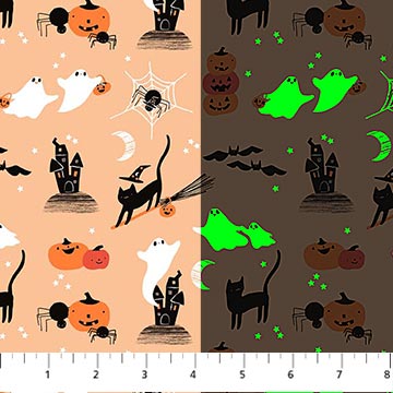 Sweet Treats Castles Glow in the Dark Fabric by FIGO