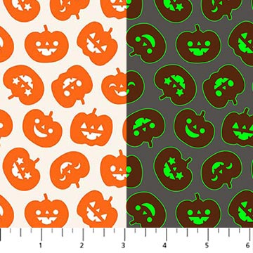 Sweet Treats Pumpkins Glow in the Dark Fabric by FIGO