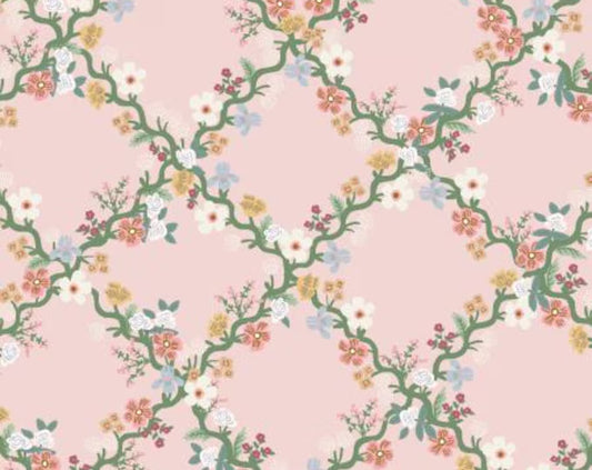 End of Bolt: Easter II Floral Trellis in Pink