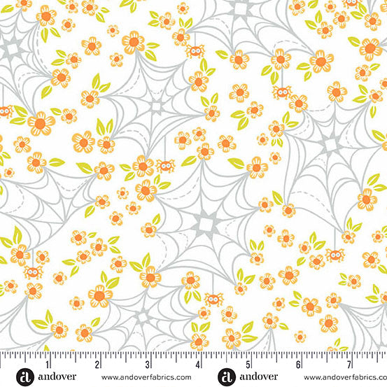 Ghostly Garden - Web and Bloom White by KP Creates for Andover