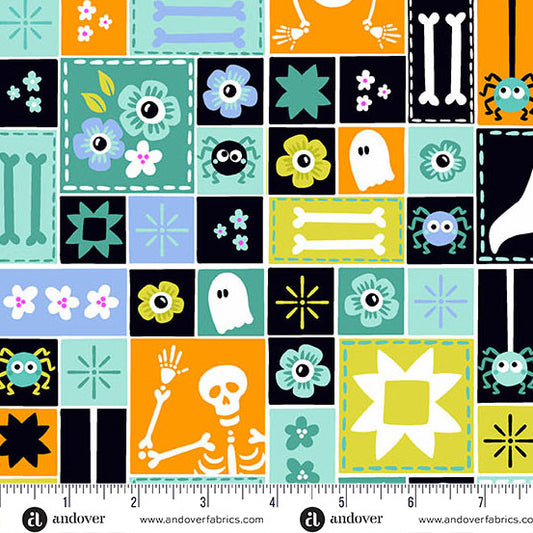 Ghostly Garden - So Spooky Aqua by KP Creates for Andover