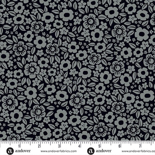 Ghostly Garden - Floral Fright Black by KP Creates for Andover