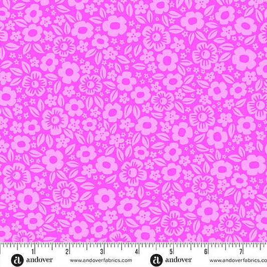 Ghostly Garden - Floral Fright Pink by KP Creates for Andover